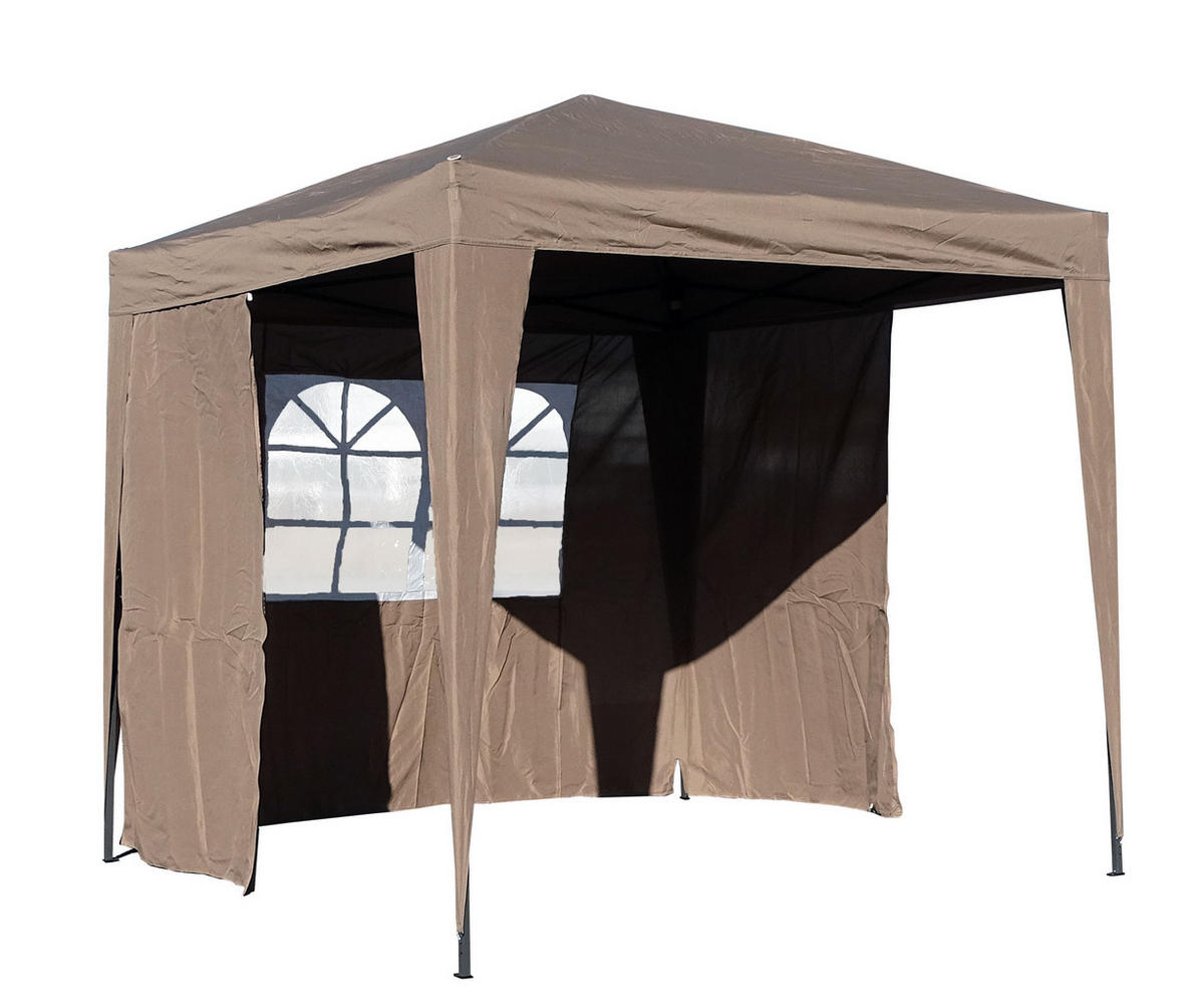 FALTPAVILLON 2,5x2,5m Graubeige inkl. 4 Fußgewichten - Beige, Metall (250/245/250cm) - QUICK STAR