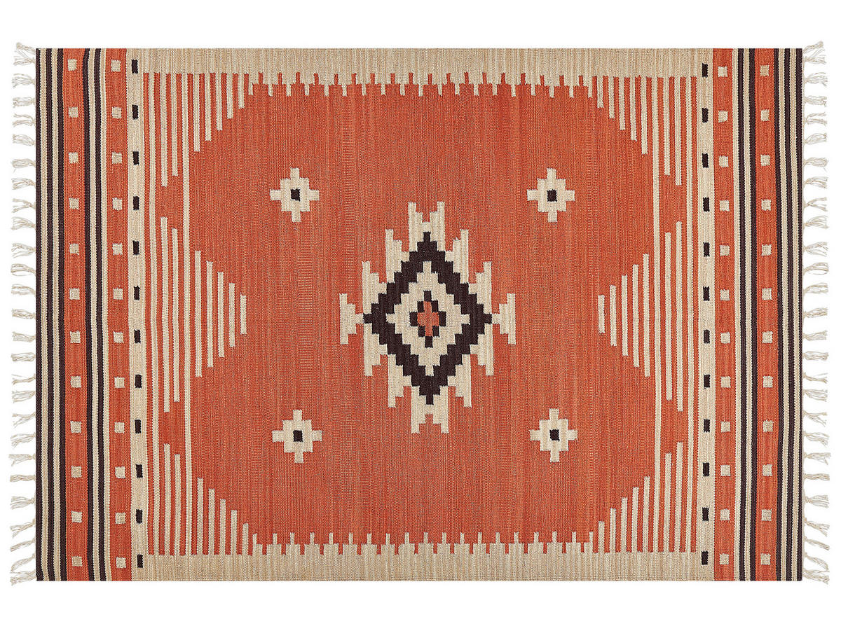 KELIM-TEPPICH Gavar 230/160 cm - Orange, Textil (160/230cm) - Beliani