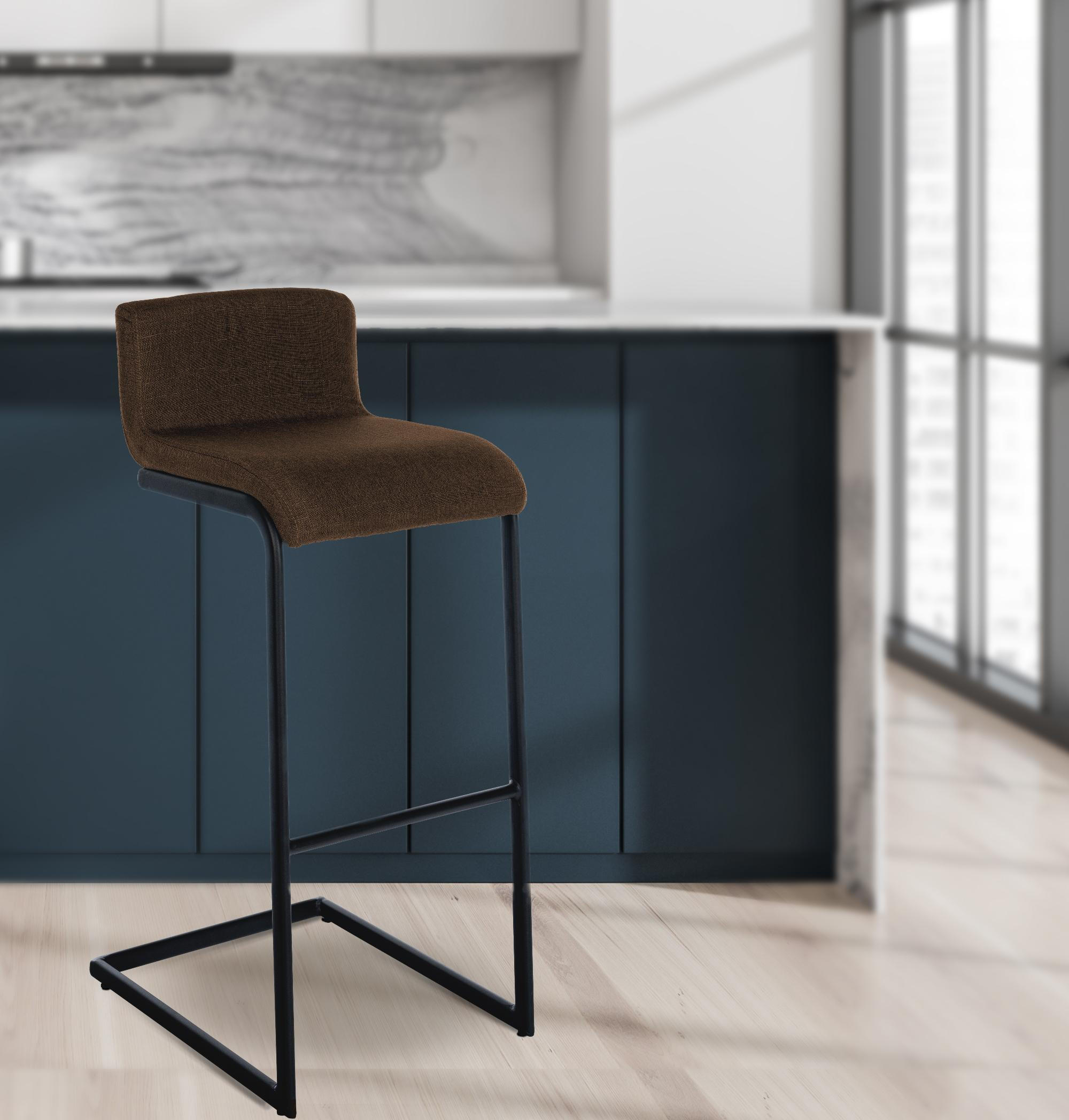 BARHOCKER Stoff Braun - Schwarz/Braun, Textil/Metall (40/96/50cm) - CLP