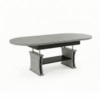 COUCHTISCH oval ausziehbar höhenverstellbar Ablage 130/80/60 cm - Hellgrau/Schwarz, Holzwerkstoff (80/130/60cm) - designimpex