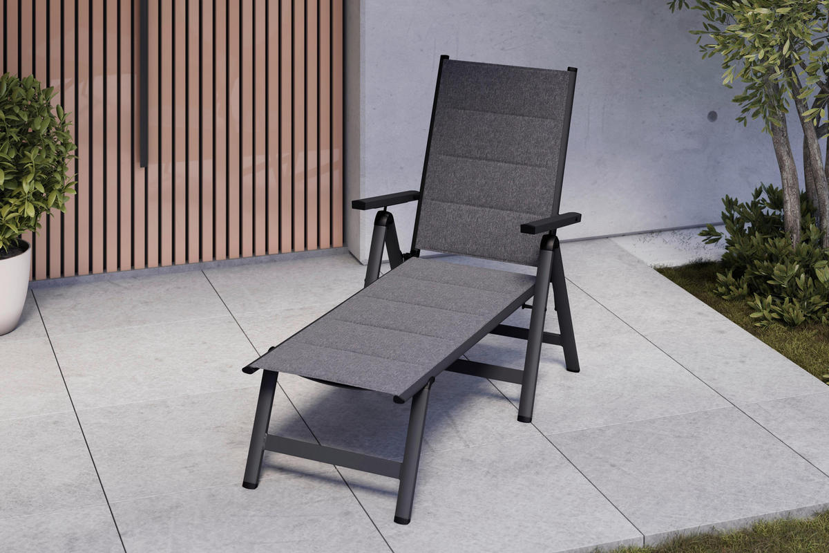 GARTENLIEGE Werner Grau Aluminium - Grau, Metall (1/103/140cm) - Mömax