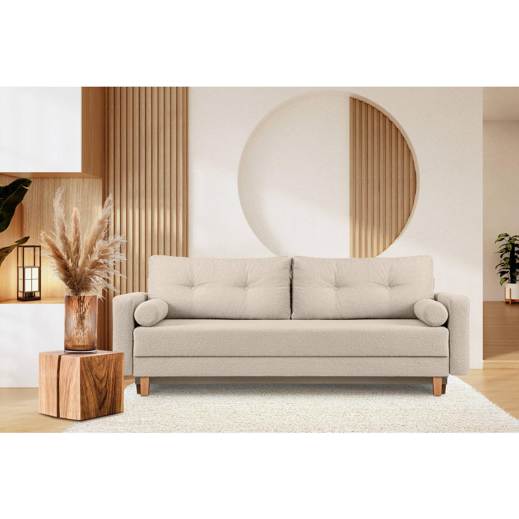 Thumbnail - Konsimo® 3-Sitzer-Schlafsofa, Creme, Textil, 220x80x100 cm, Wohnzimmer, Sofas & Couches, Schlafsofas