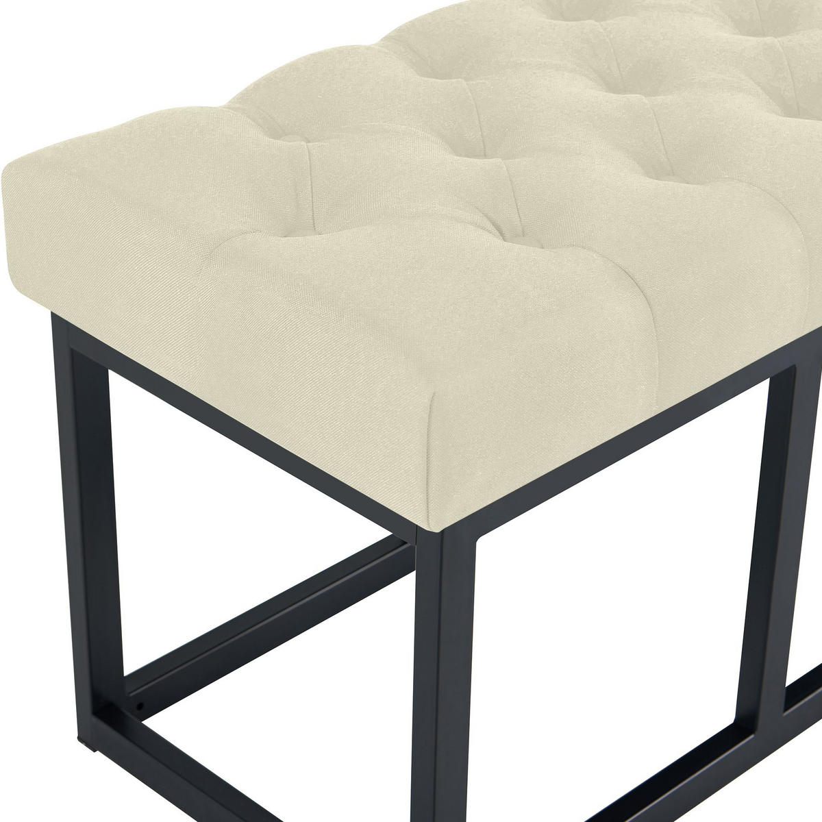 SITZBANK 100/38 cm Stoff Creme - Creme/Schwarz, Textil/Metall (100/46/38cm) - CLP