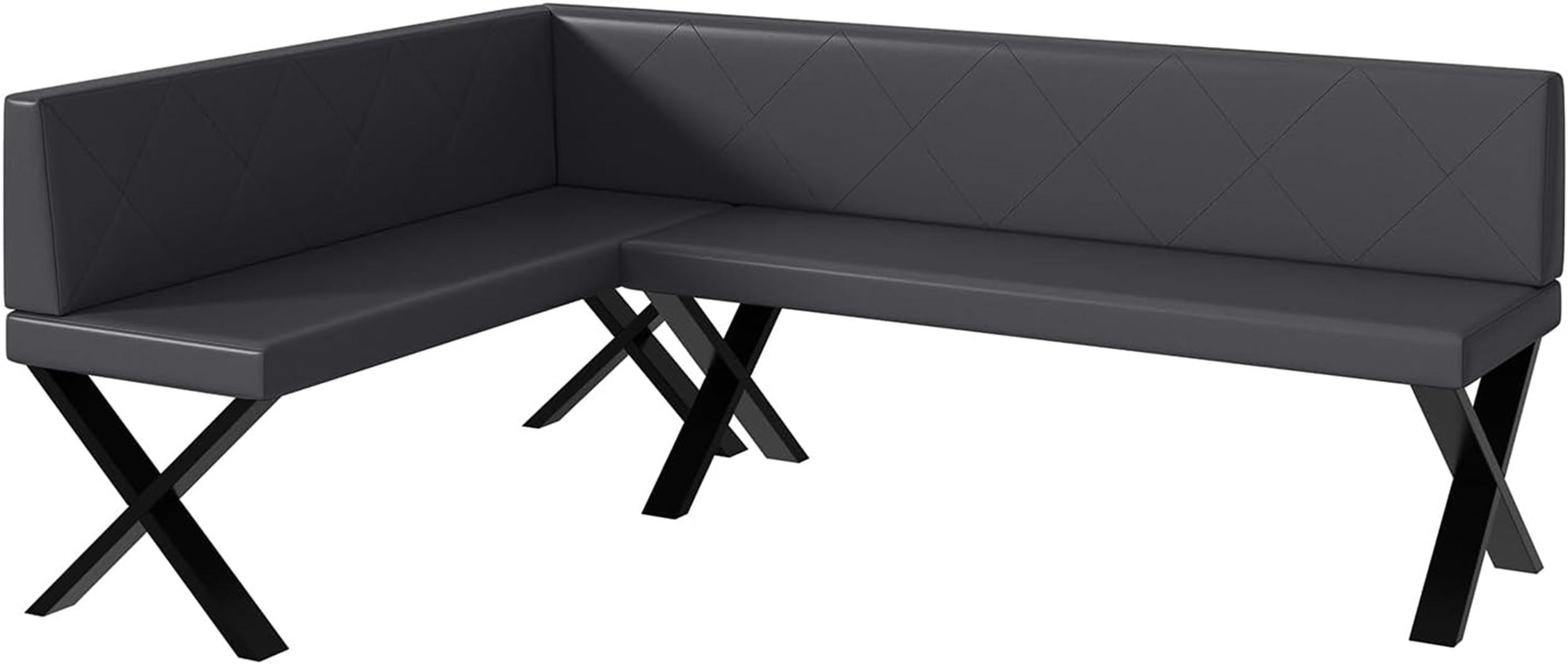 ECKBANK ERIC_X - Grau, Leder (142/196cm) - Meblini
