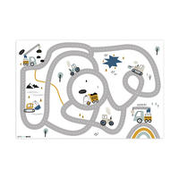 KINDERTEPPICH Baustelle - Bagger - Auto - Regenbogen - Design 180x120 cm - Multicolor, Kunststoff (180/120cm) - MuchoWow