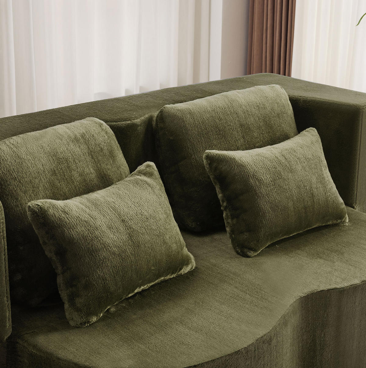 SCHLAFSOFA aus Schaumstoff und Federkern Grün 2-in-1 mit 4 Kissen und klappbarer Liegefunktion - Grün, Kunststoff (198/76/60cm) - Modfu