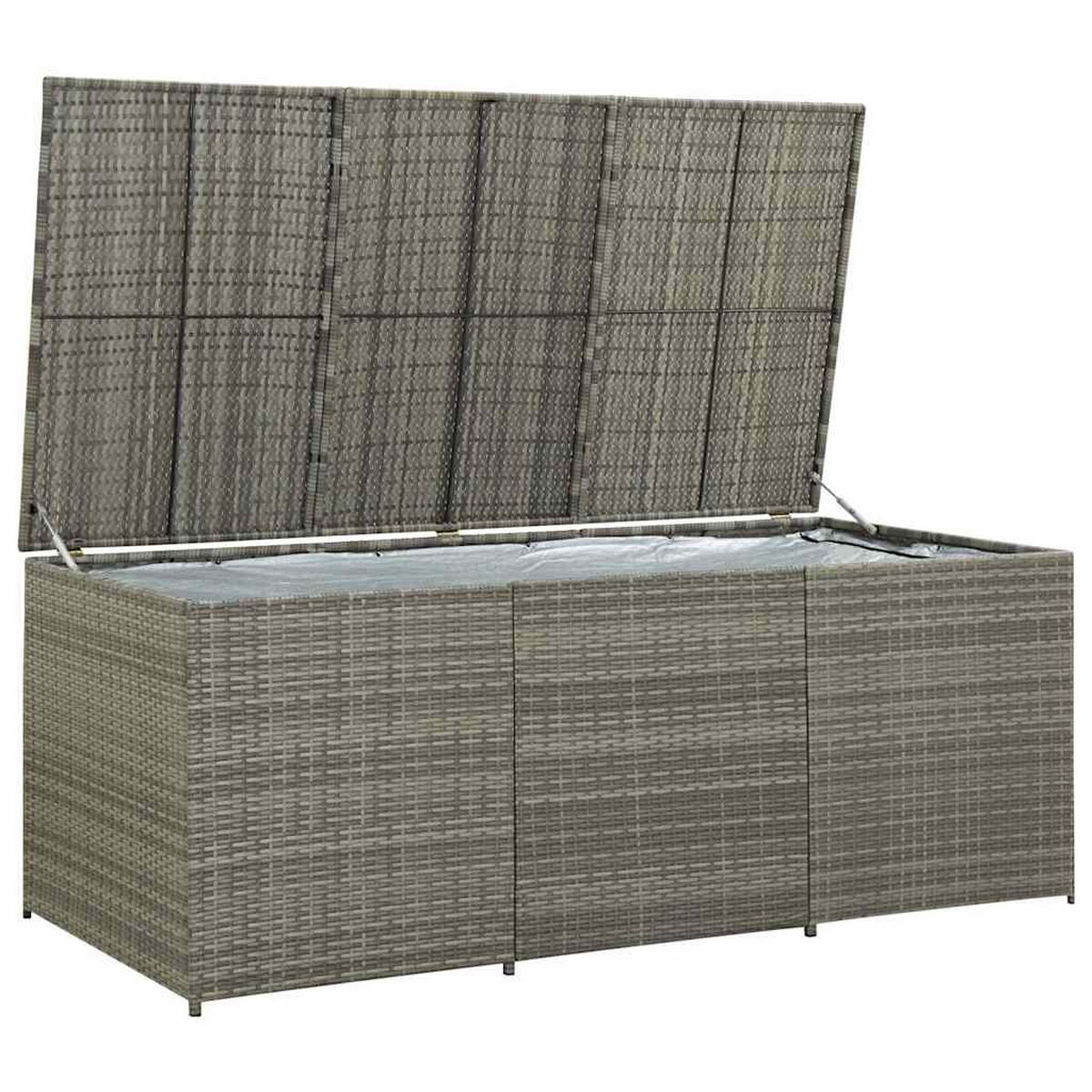 GARTENBOX Poly Rattan 180x90x70 cm Grau - Grau, Kunststoff (180/70/90cm) - furnicato