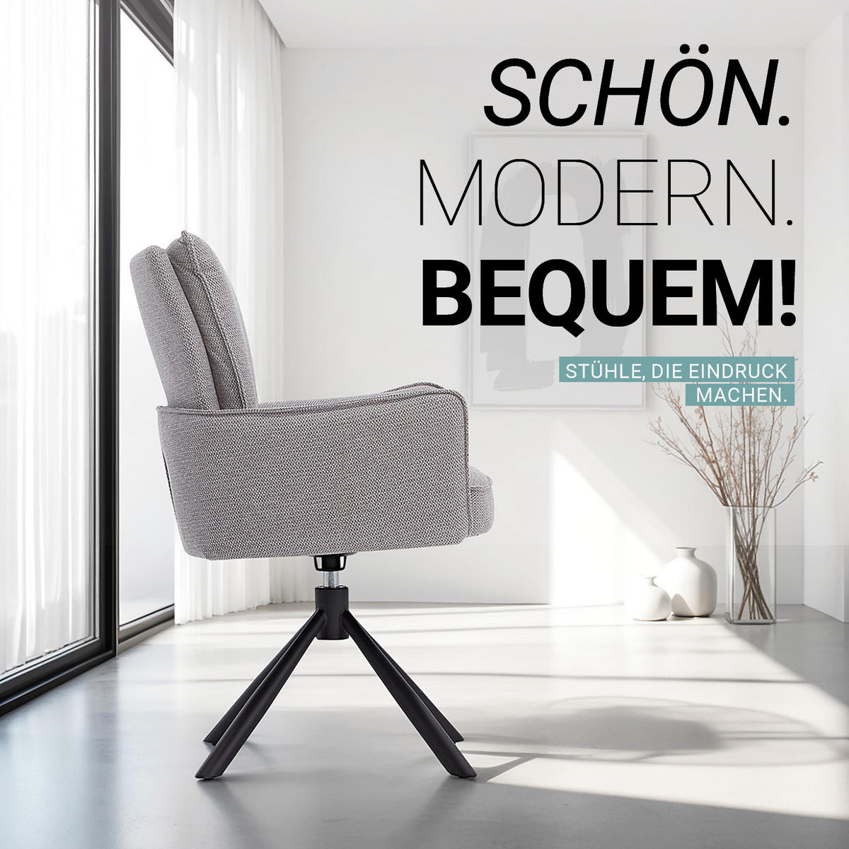 ARMLEHNENSTUHL Stoff in Grau drehbar - Grau, Textil (59/94/64cm) - Homestyle4u