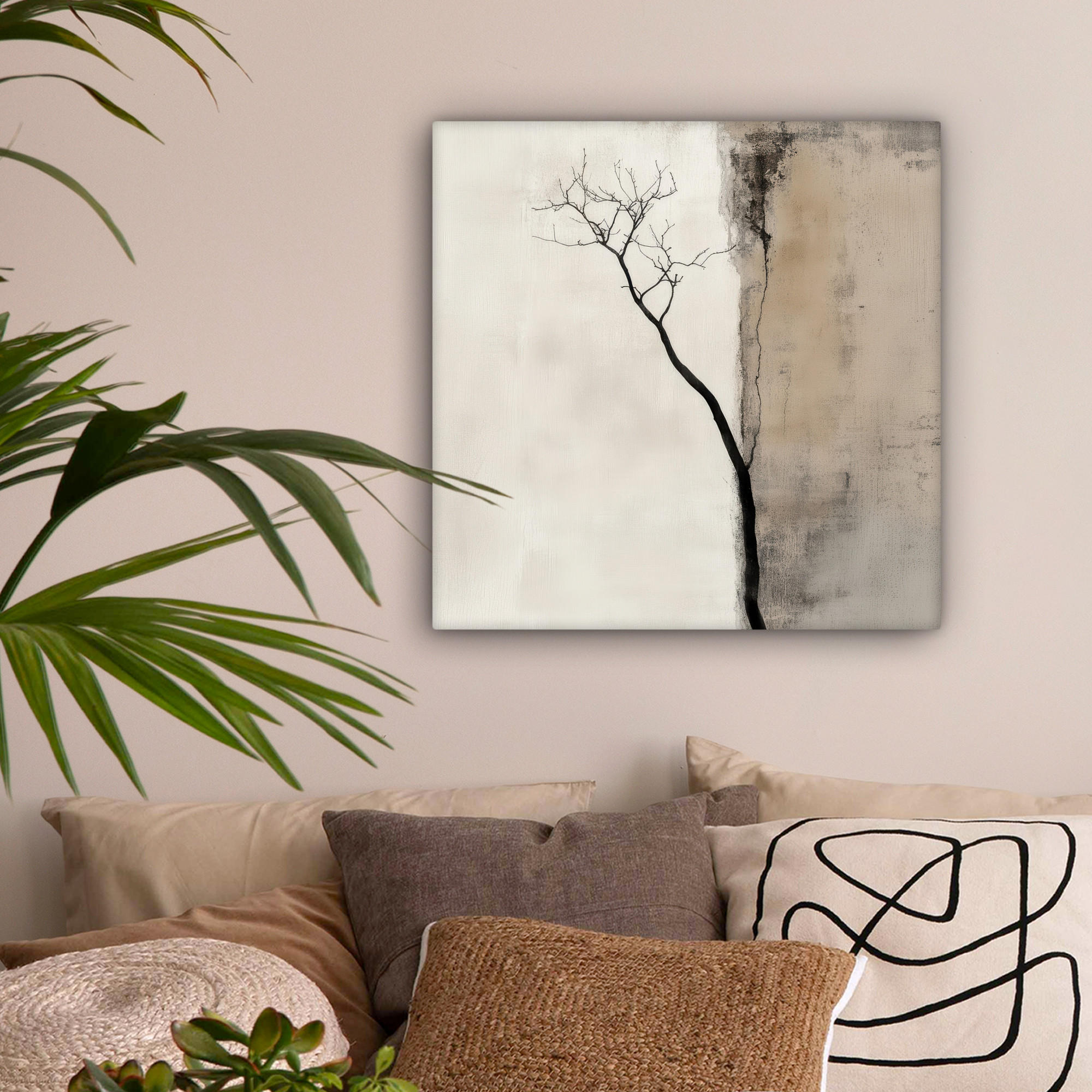 LEINWANDBILD Wabi sabi - Pflanze - Beige 50x50 cm - Taupe, Textil (50/50cm) - MuchoWow