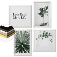 WANDBILDER 4er-Set - 50x50 cm & 40x60 cm Weißer Rahmen - Minimalismus mit grünen Pflanzen - Weiß, Kunststoff (50/50cm) - ArtPrintCave