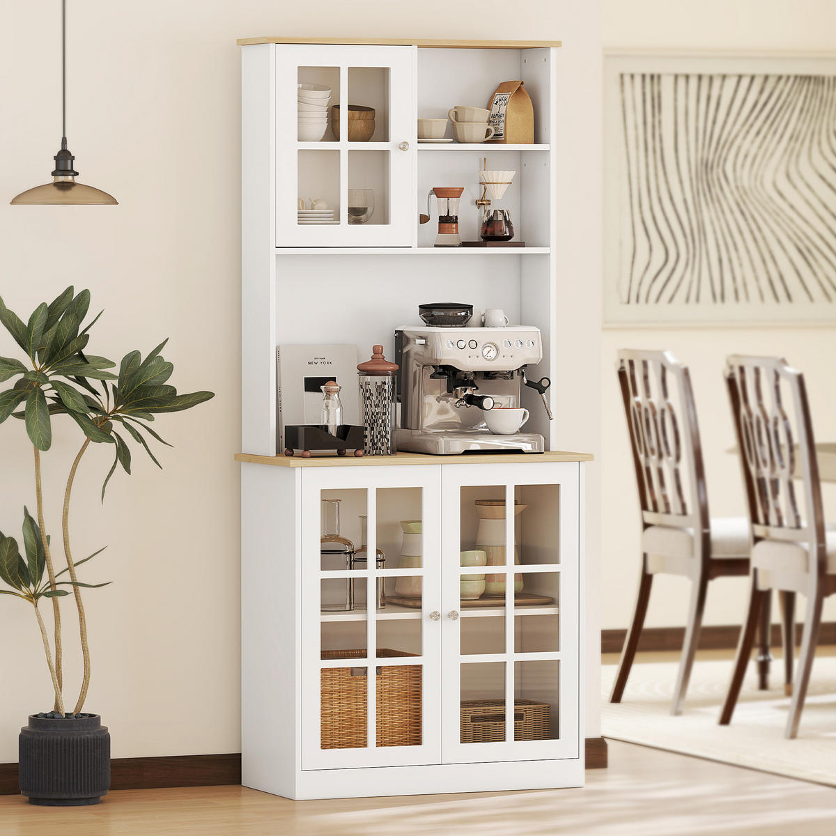 KÜCHENSCHRANK Weiß Eichefarben 80/37/183 cm - Weiß, Holz (80/183/37cm) - PANGIVO