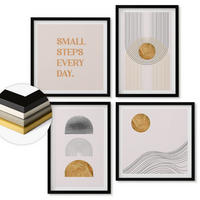 WANDBILDER 4er-Set - 50x50 cm & 40x60 cm Schwarzer Rahmen - Abstrakte geometrische Formen - Schwarz, Kunststoff (50/50cm) - ArtPrintCave