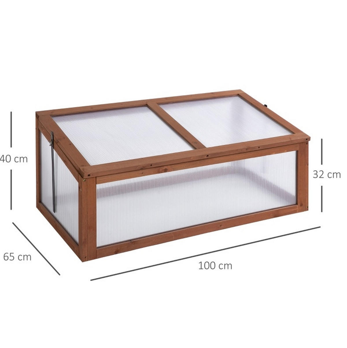 GEWÄCHSHAUS 100/65/40 cm in Braun aus Holz mit Polycarbonatplatten - Braun, Holz (65/40/100cm) - Flora Grace