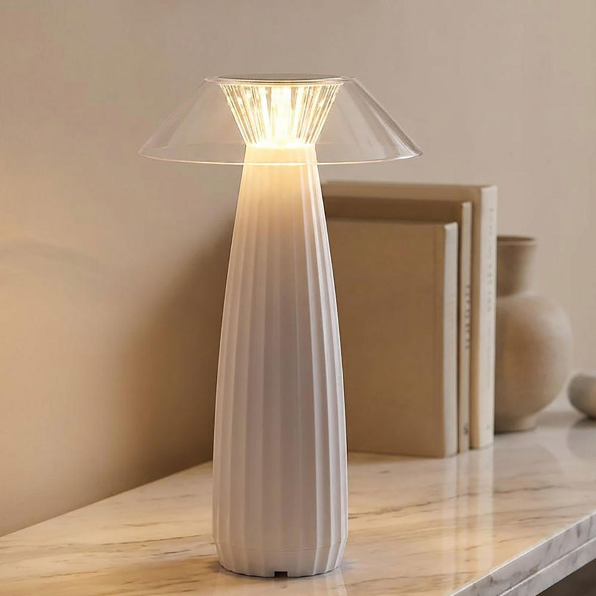 LED-TISCHLEUCHTE ILLUMI, weiß matt, Touchdimmer, Akku - Weiß, Kunststoff (15.4/15.4/28cm) - Globo Lighting