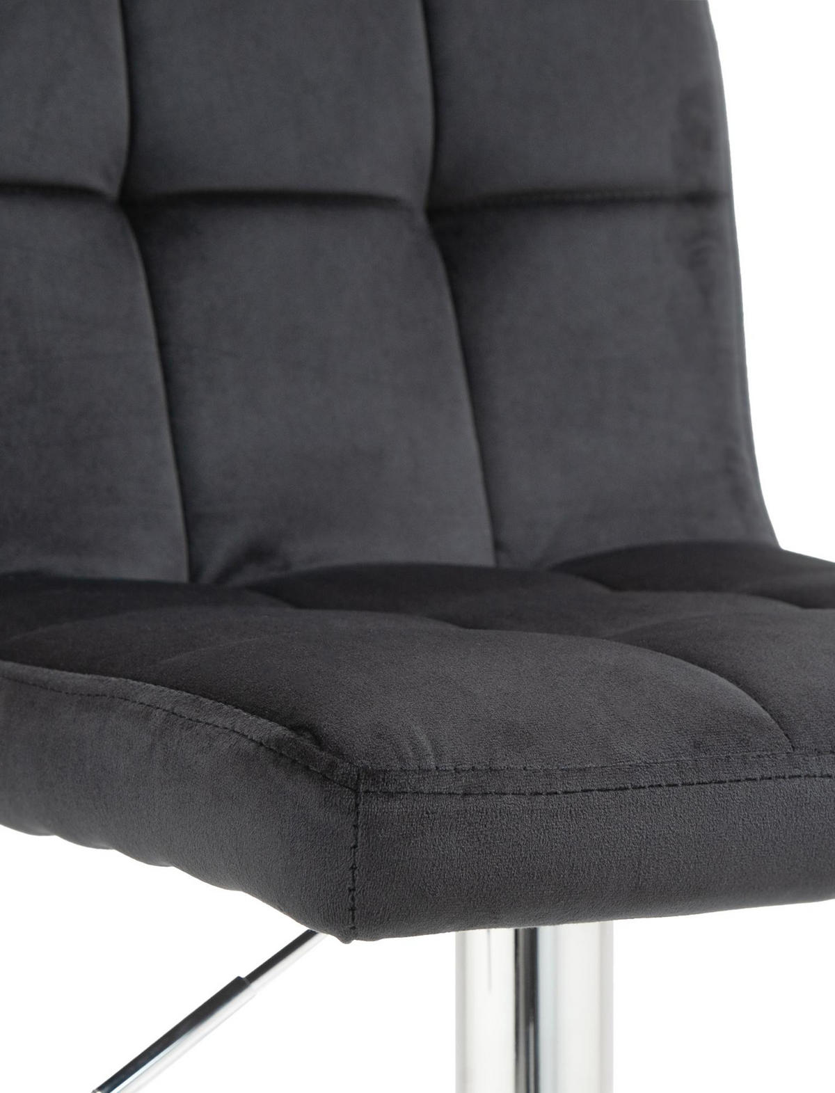 BARHOCKER Samt schwarz - Chromfarben/Schwarz, Textil/Metall (46/94/47cm) - CLP