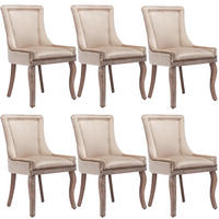 ESSZIMMERSTUHL gepolstert Samt Beige Massivholzrahmen 6er-Set - Beige, Holz (61/91/55.2cm) - Meubliv