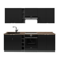KÜCHENZEILE Fame-Line Schwarz gestreift/Anthrazit 235 cm , AP Eiche - Anthrazit/Schwarz, Holzwerkstoff (235/206.8/60cm) - Vicco