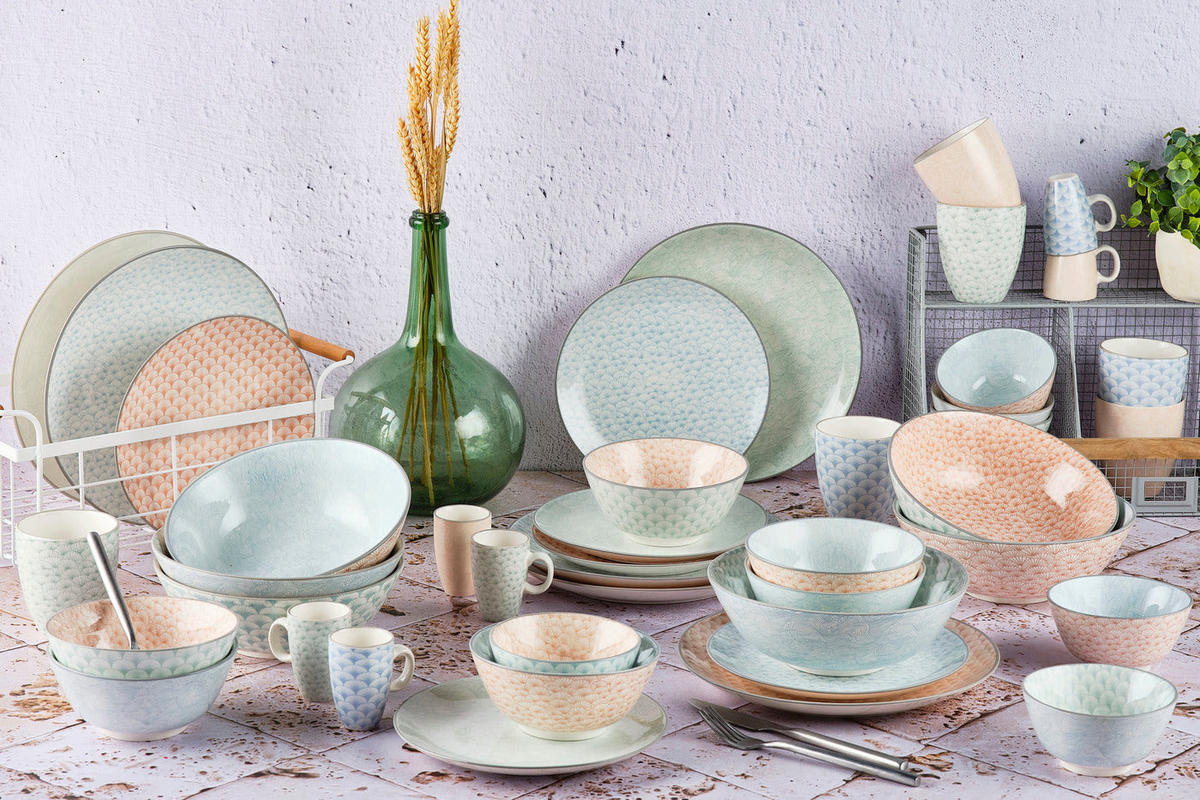 KOMPLETTSERVICE Pattern - 42er-Set - Pastel - Pink, Keramik (1/1/1cm) - Björn