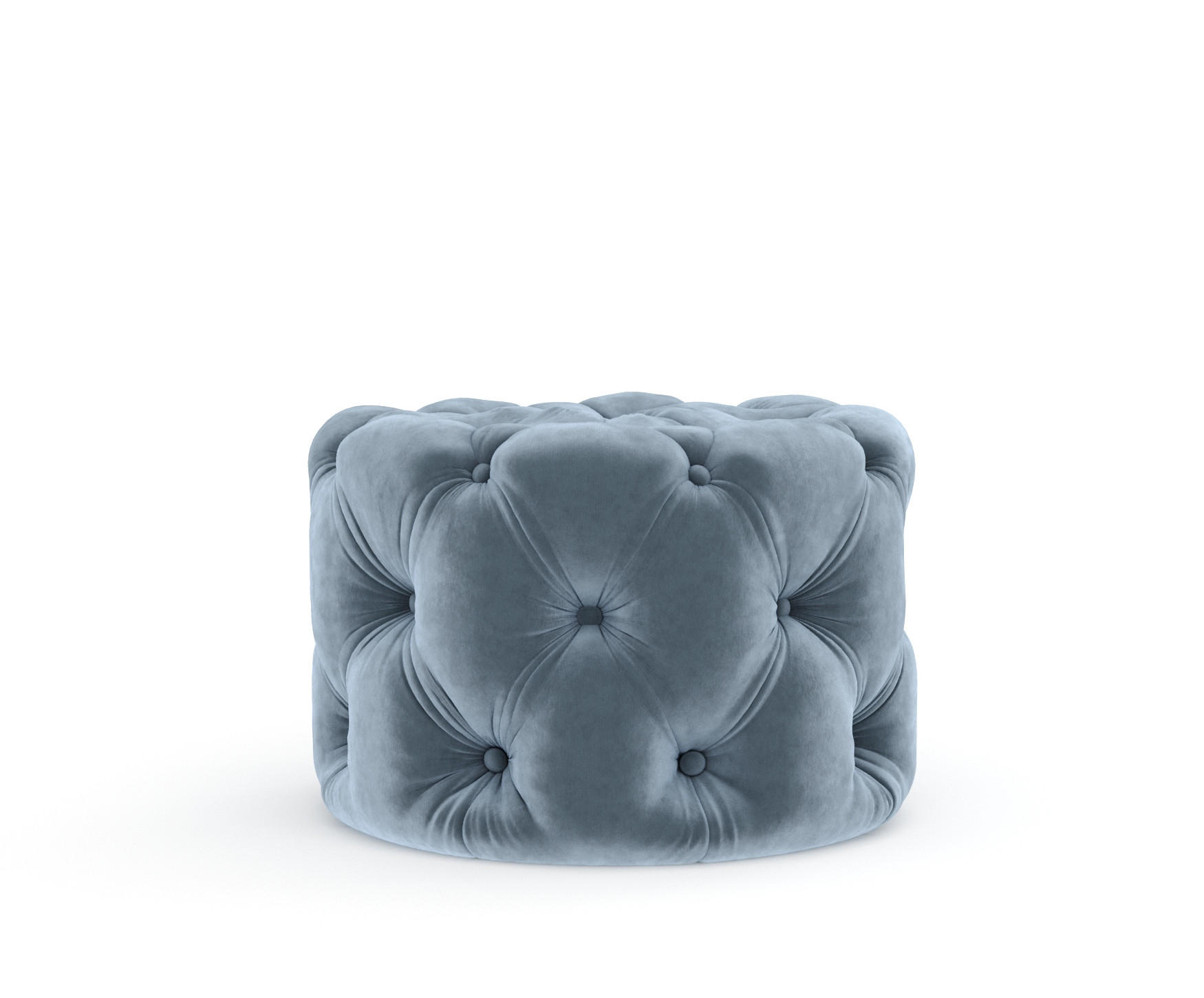 POUF Cosimo Blau Grau Samtstoff - Blaugrau/Schwarz, Holz/Holzwerkstoff (60/40/60cm) - Maison de Reve