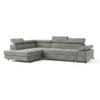 ECKSOFA FAVIEN L-S Hellgrau Velours-Stoff mit Schlaffunktion - Hellgrau, Holz (257/190cm) - MASSENO