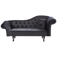 ČALOUNĚNÉ LEHÁTKO CHAISE LONGUE PRAVOSTRANNÉ Sametová látka Černé s polštářem Lattes II - černá/hnědá, textil (192/81/59cm) - Beliani
