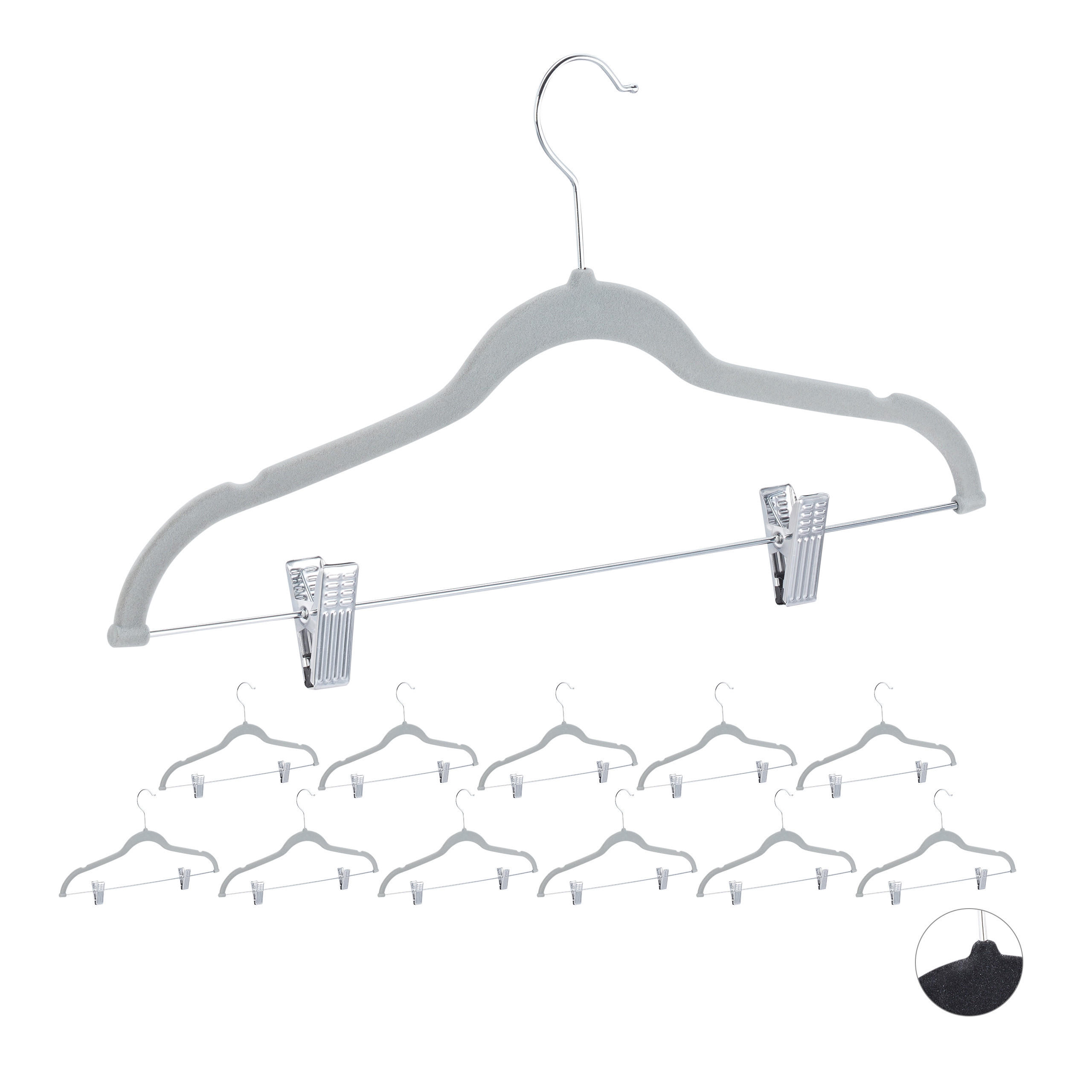 12XZAMATOVÉ vešiaky - viacfarebná, kov/textil (43/22.5/2.8cm) - Relaxdays