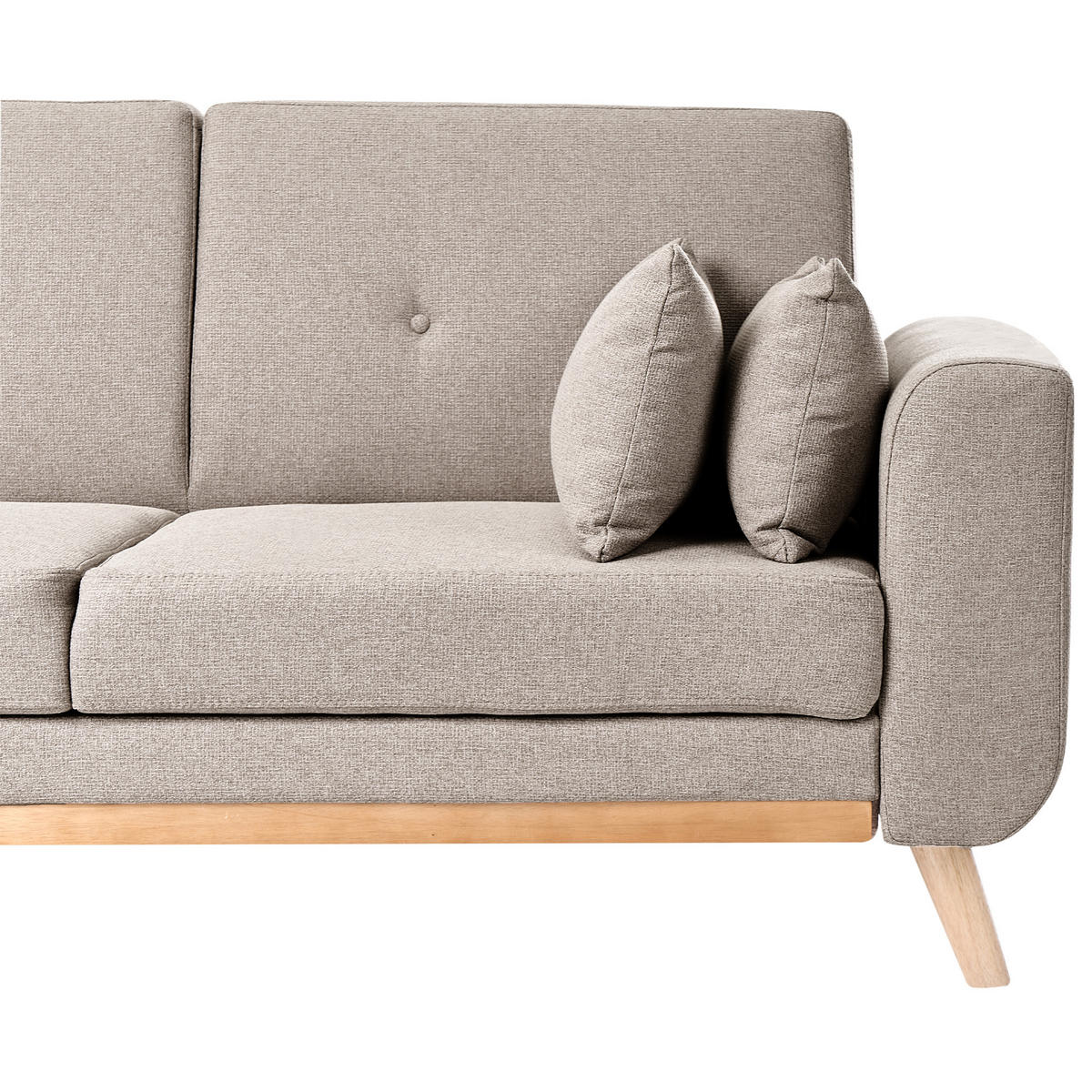 ROZKLÁDACÍ ROHOVÁ POHOVKA 3-místná Látka Béžová pravostranná Kaarina - světle hnědá, textil (260/152cm) - Beliani