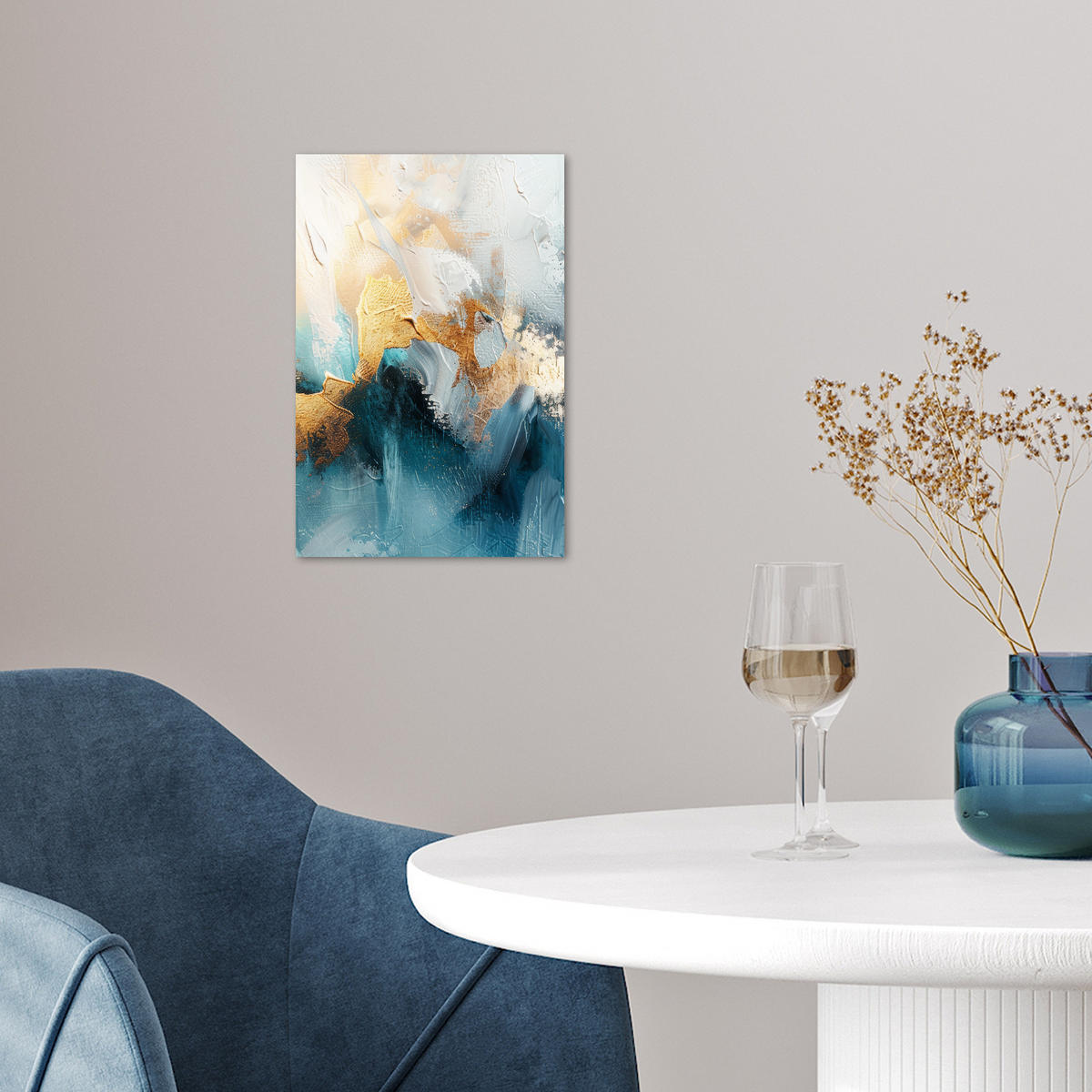 POSTER Abstrakt - Kunst - Gold - Blau 20x30 cm - Petrol, Papier (20/30/0.1cm) - MuchoWow