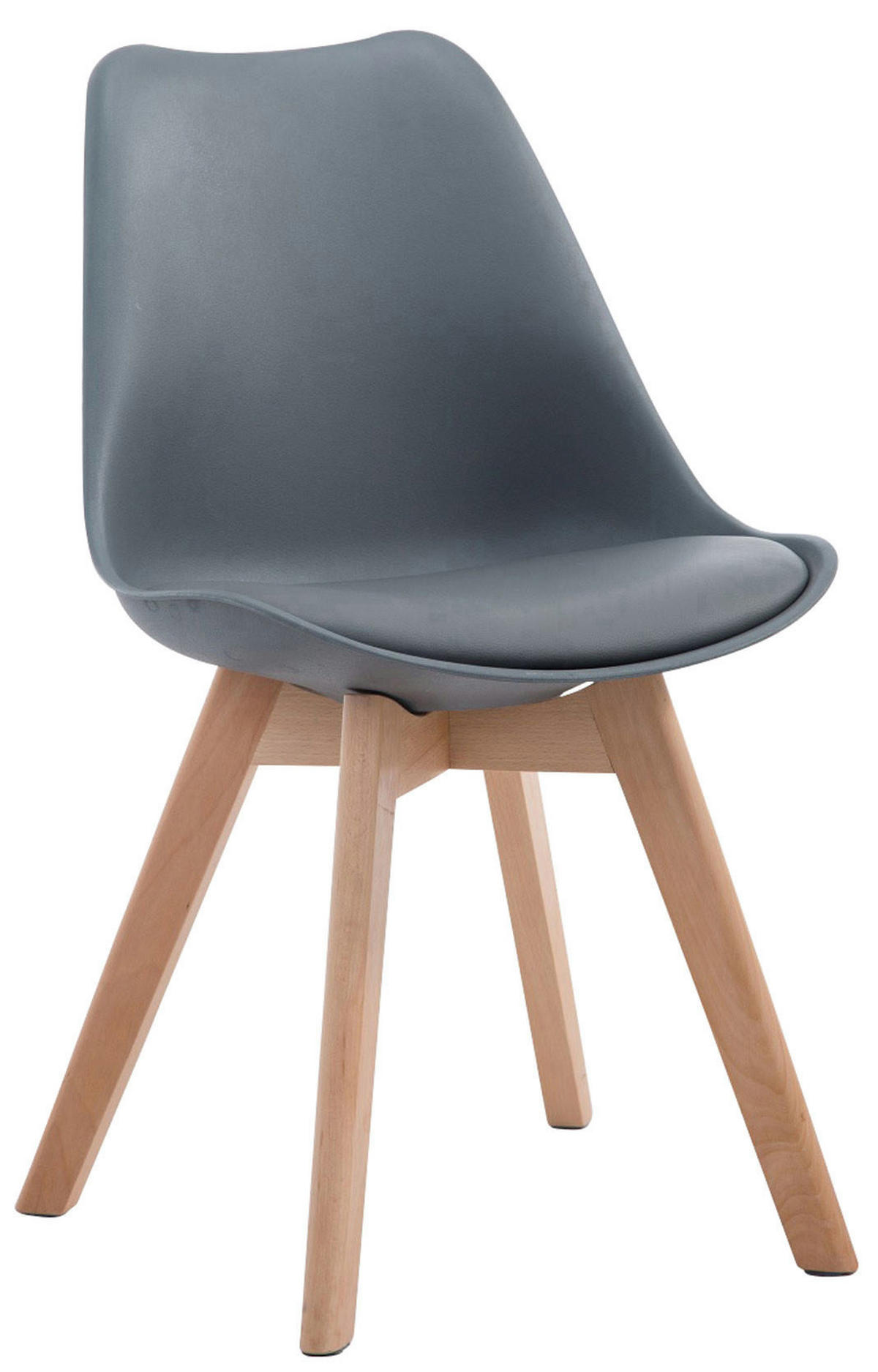 STUHL 4er Set Lederlook grau - Eukalyptusholzfarben/Grau, Holz/Textil (48/84/55cm) - CLP