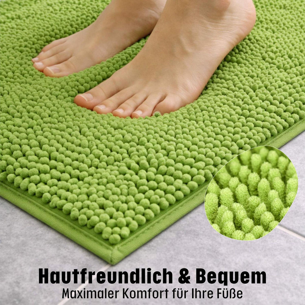 ECKBADEMATTE PARIS - Grün, Textil (100/100cm) - WohnDirect