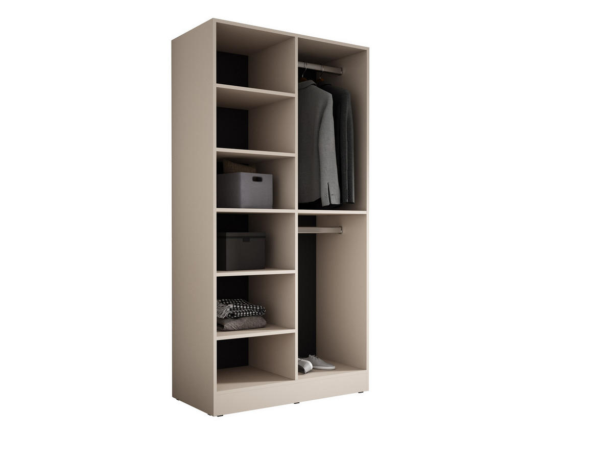 KLEIDERSCHRANK, Sandbeige / Antisol Glas, 100 x 200 x 51 cm - Sandfarben/Schwarz, Holzwerkstoff (100/200/51cm) - 3XE LIVING