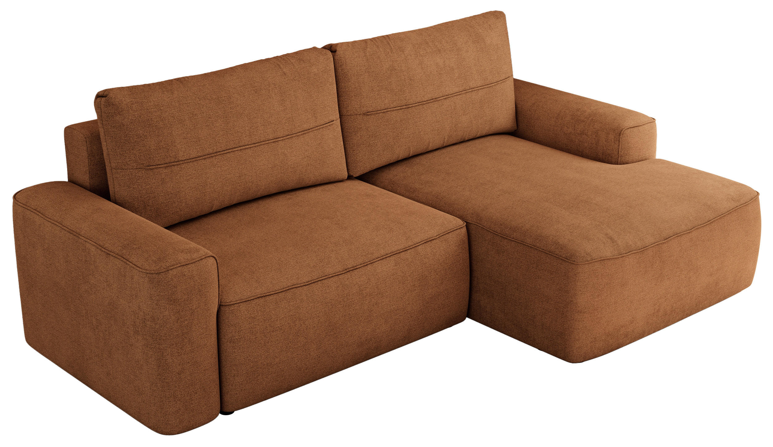 ECKSOFA BELLUNO L Orange Strukture - Rechts - Schwarz/Orange, Textil (233/144cm) - MKS