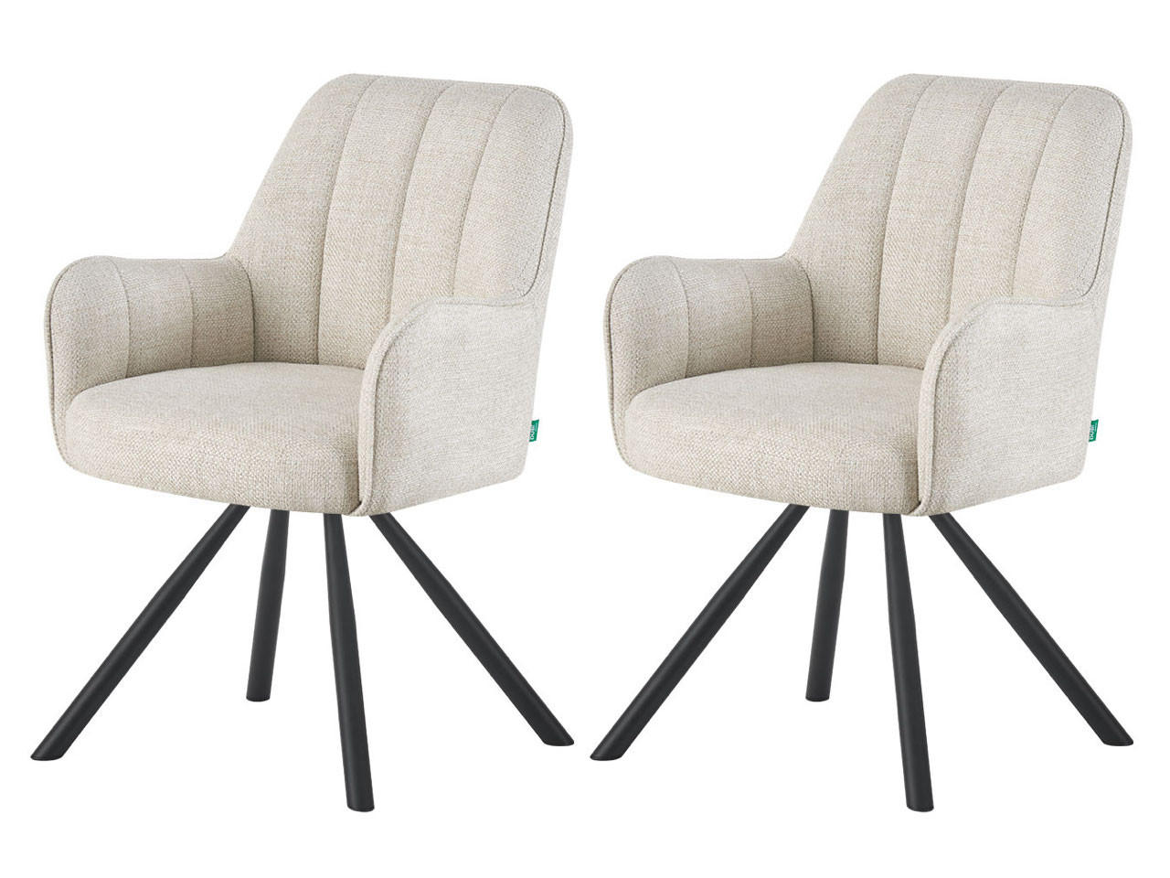 ESSZIMMERSTUHL THOMAS-ELLA 2er-Set 180°drehbar - Creme/Schwarz, Textil (58/87/62cm) - DUBI Möbel