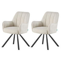 ESSZIMMERSTUHL THOMAS-ELLA 2er-Set 180°drehbar - Creme/Schwarz, Textil (58/87/62cm) - DUBI Möbel
