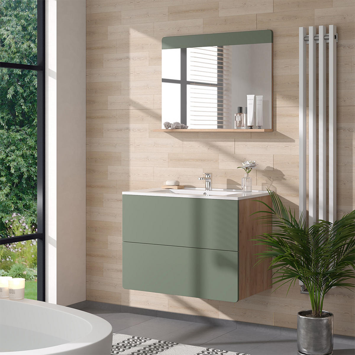 Eichefarben/Grün, Holzwerkstoff (80/59.3/46cm) - Vicco