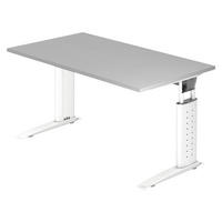 SCHREIBTISCH Serie-U 80/140/74 cm in Grau/Weiß - Weiß/Grau, Holzwerkstoff (80/140/74cm) - bümö