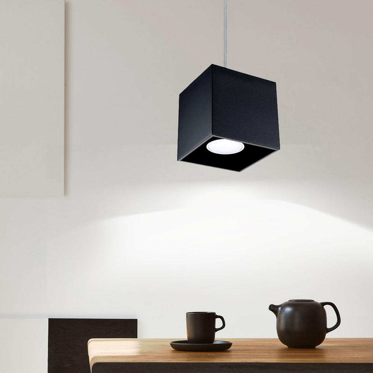 PENDELLEUCHTE Aluminium Schwarz 80 cm - Schwarz, Metall (10/10/80cm)