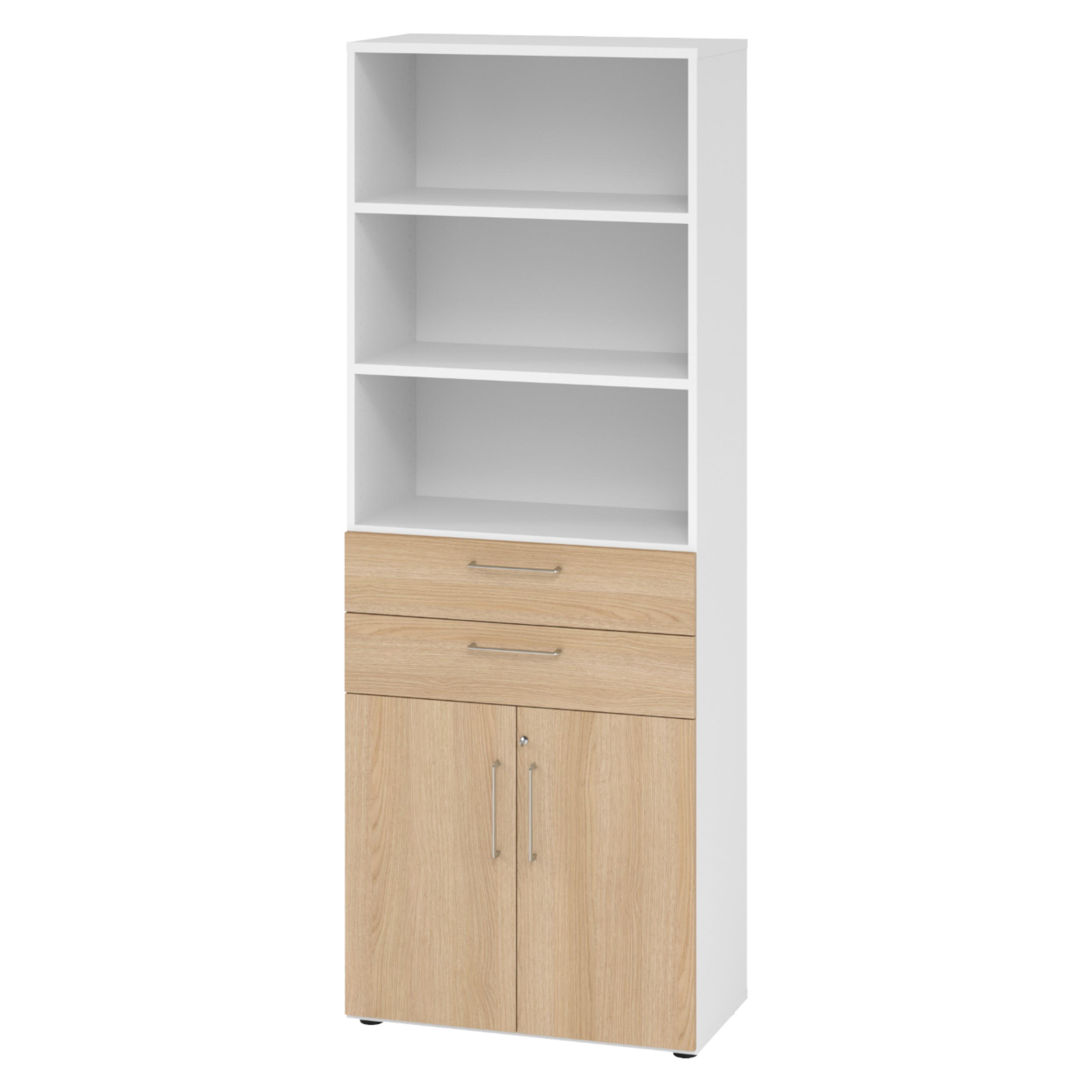 KOMBISCHRANK - mit Schubladen 42/80/215,6 cm in Weiß/Eichefarben - Eichefarben/Weiß, Holzwerkstoff (80/215.6/42cm) - bümö