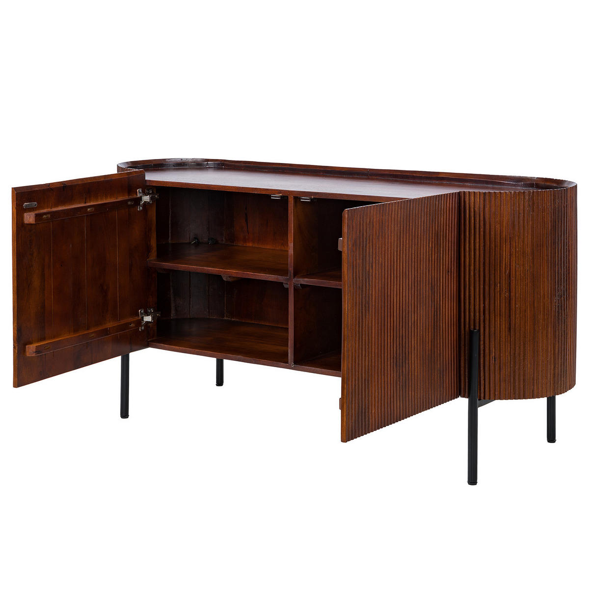 MASSIVES SIDEBOARD - Mango - Schwarz/Braun, Holz/Metall (150/75/45cm) - home24