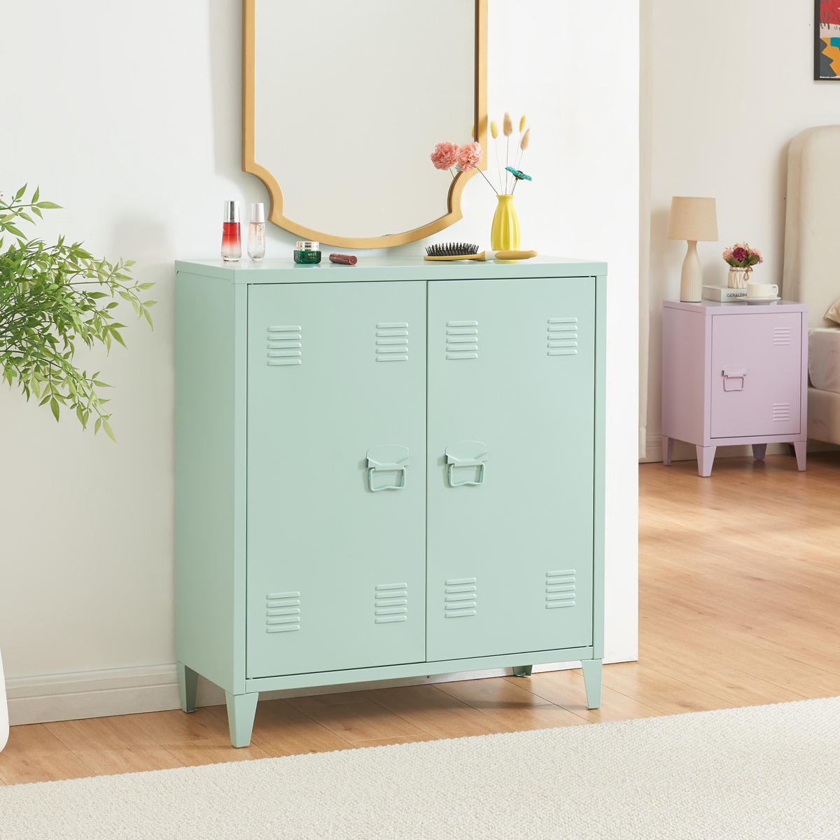KOVOVÁ SKŘÍŇ Oripää - pastelově zelená, kov (80/90/33cm) - [en.casa]