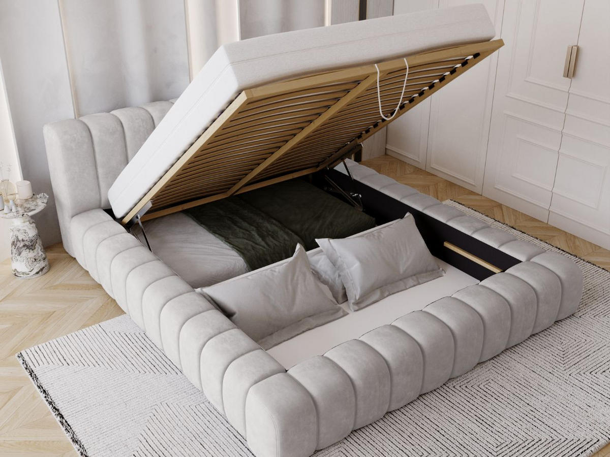 POLSTERBETT Italia 180x200 Hellgrau - Hellgrau, Textil (180/200cm) - Graingold