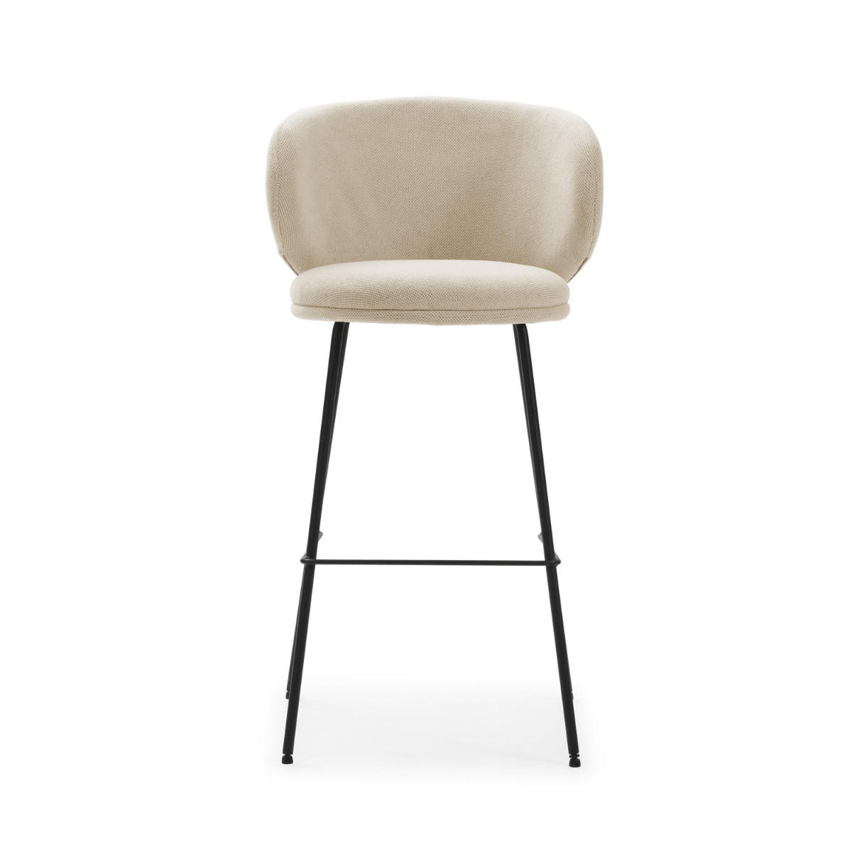 BARHOCKER (Set aus 2) aus Stoff mit schwarzen Metallbeinen - rush 56/53/65 cm - Beige, Textil (53/65/56cm) - Calicosy