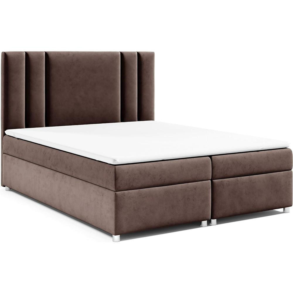 BOXBETT mit Bettkasten Trinity K-8 Bonellfederkern inkl. Topper - Braun, Holz/Holzwerkstoff (160/200cm) - Best For Home