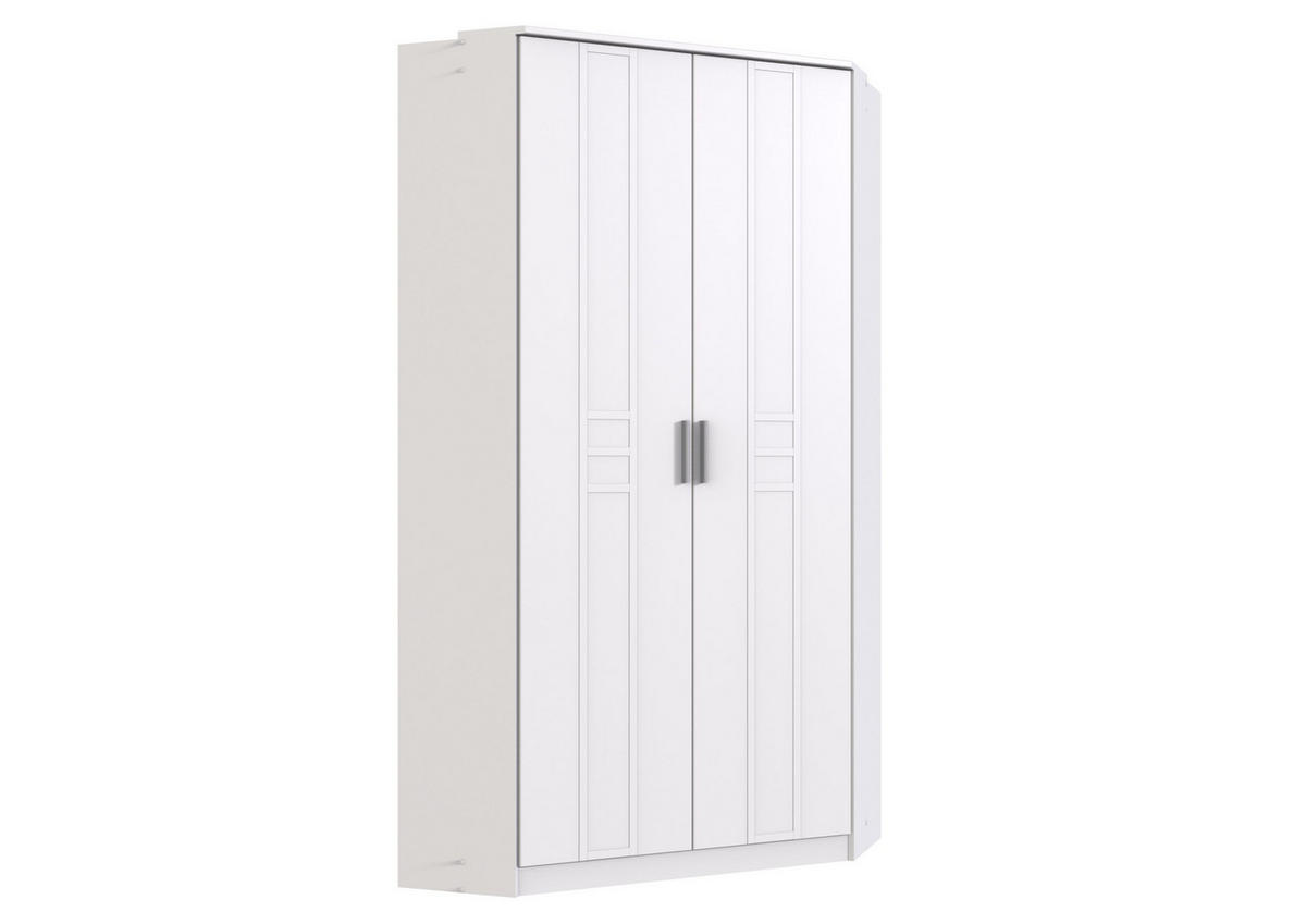 KLEIDERSCHRANK Bela "Borkum" in Landhausstil Weiß - Eckkleiderschrank - Weiß, Holzwerkstoff (95/199/95cm)
