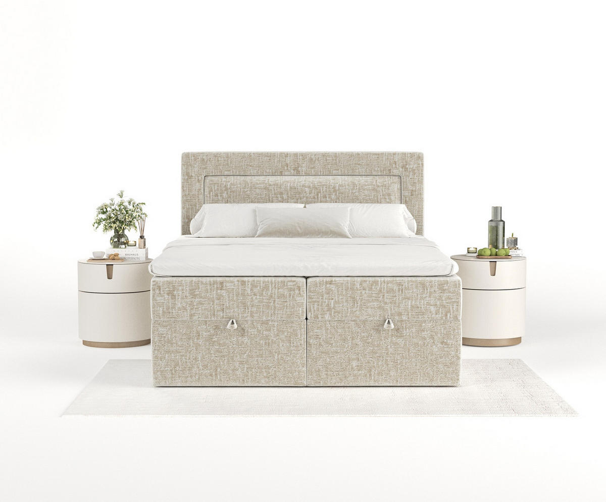 BOXBETT Palmera Beige 180/200 cm - Beige/Schwarz, Holz/Holzwerkstoff (180/200cm) - Maison de Reve