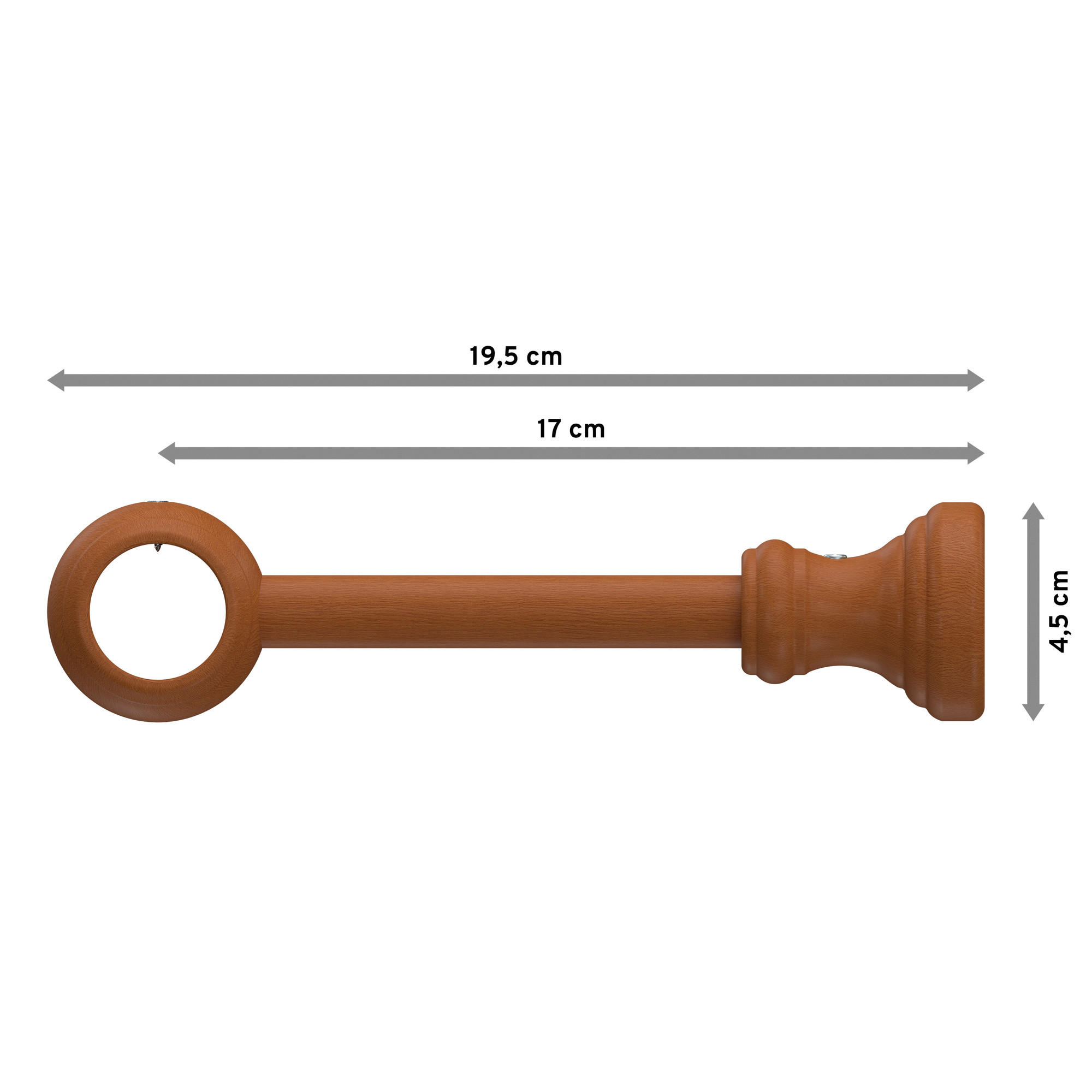 TRÄGER FÜR GARDINENSTANGEN 28 mm Ø, Classic 1-läufig, Kirschbaum - Kirschbaumfarben, Holz (19.5/5/5cm) - INTERDECO