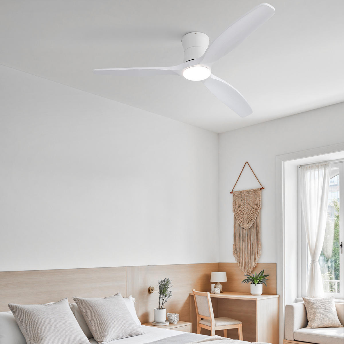 DECKENVENTILATOR 52Zoll Weiß LED Licht DC Motor Timer - Weiß, Kunststoff (132.08/132.08/28.5cm) - CASIVA