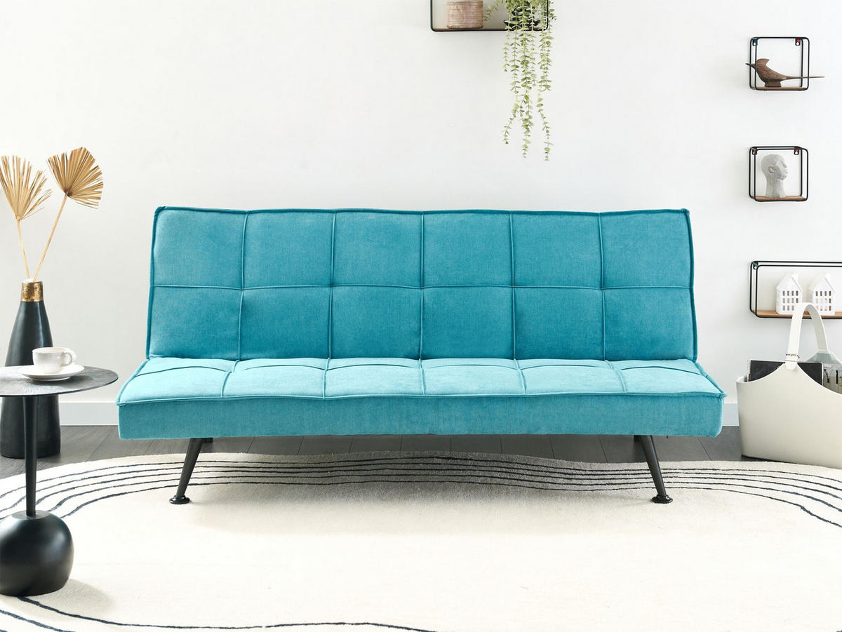 SCHLAFSOFA 168/105 cm Seeblau Hasle - Schwarz/Hellblau, Textil (168/75/88cm) - Beliani
