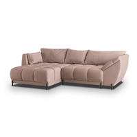 ECKSOFA VESTANO L-S Rosa Velours-Stoff mit Schlaffunktion - Rosa, Holz (287/182cm) - MASSENO