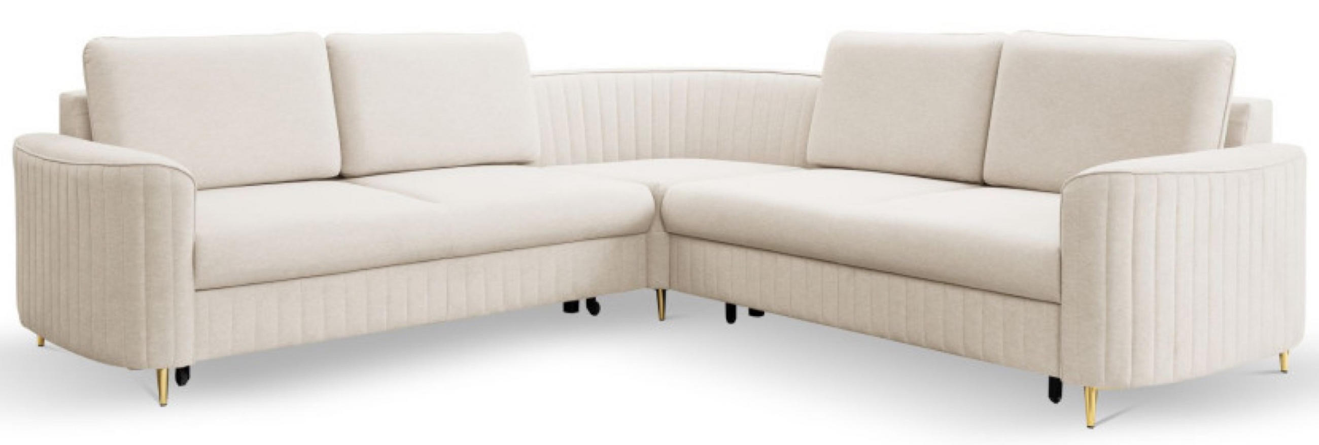 ECKSOFA Creme Loren Mit Schlaffunktion Und Bettkasten - Creme/Weiß, Textil (251/251cm) - Sepro Meble